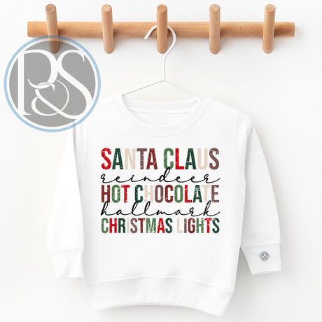 Santa Reindeer Hot Chocolate Hallmark Christmas Lights Sweatshirt - Petite & Sassy Designs