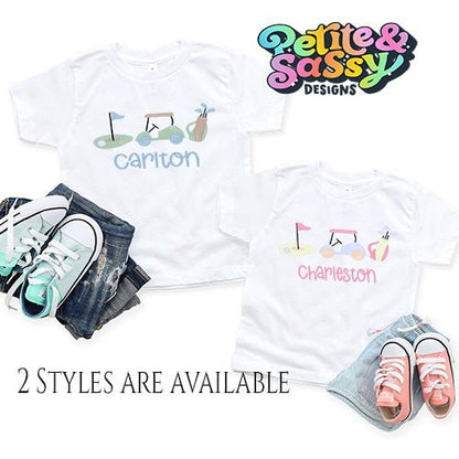 Watercolor Golf Personalized T-shirt - Petite & Sassy Designs