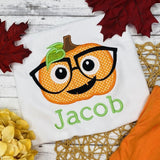 Smart Pumpkin with Glasses - Petite & Sassy Designs add your text,custom kids shirt,custom toddler,custom toddler shirt,custom t-shirt,custom unisex shirts,personalized gift,personalized kid,personalized t-shirt,picture shirt,unisex shirt,your photo shirt