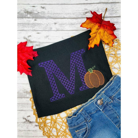 Stitched Letter w/ Pumpkin Design - Petite & Sassy Designs