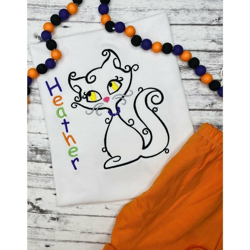 Swirly Kitty Shirt - Petite & Sassy Designs