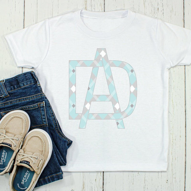 Teal Plaid Monogram Graphic Tee - Petite & Sassy Designs