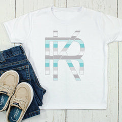 Teal Striped Monogram Graphic Tee - Petite & Sassy Designs