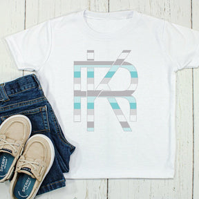 Teal Striped Monogram Graphic Tee - Petite & Sassy Designs