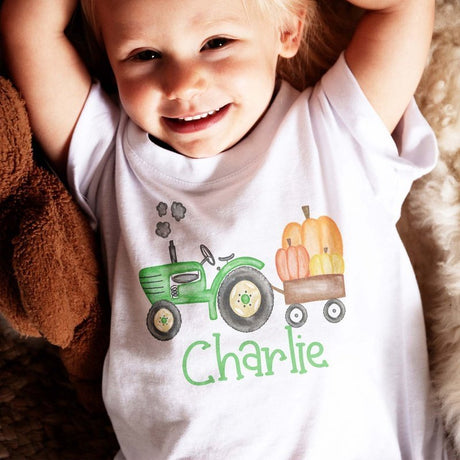 Tractor towing Pumpkins Fall Shirt - Petite & Sassy Designs