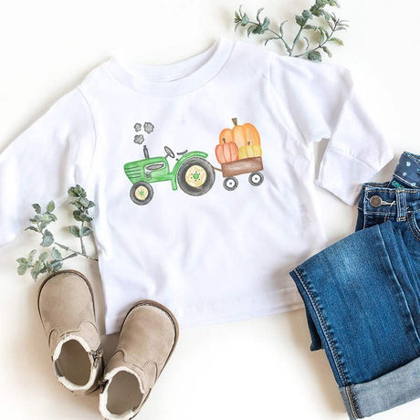 Tractor towing Pumpkins Fall Shirt - Petite & Sassy Designs