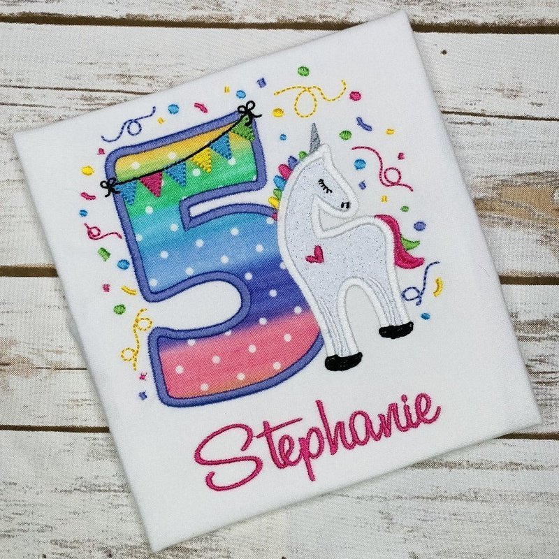 Unicorn 5th Birthday Shirt - Petite & Sassy Designs