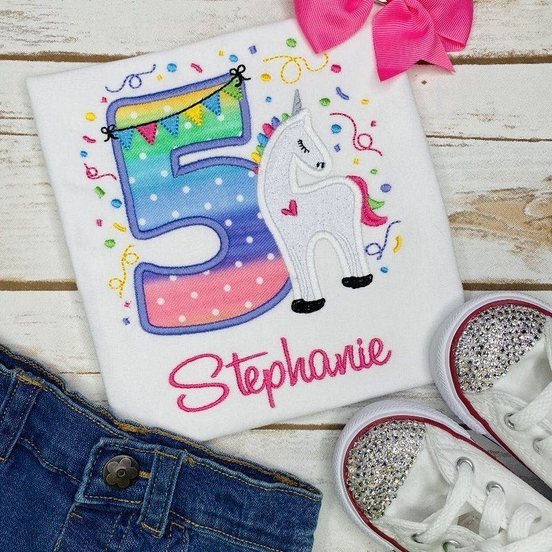 Unicorn 5th Birthday Shirt - Petite & Sassy Designs
