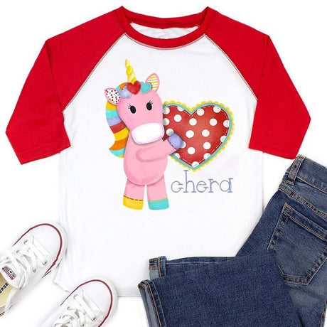 Unicorn Heart Valentine Raglan - Petite & Sassy Designs