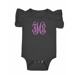 Monogram Flutter Sleeve Bodysuit - Petite & Sassy Designs