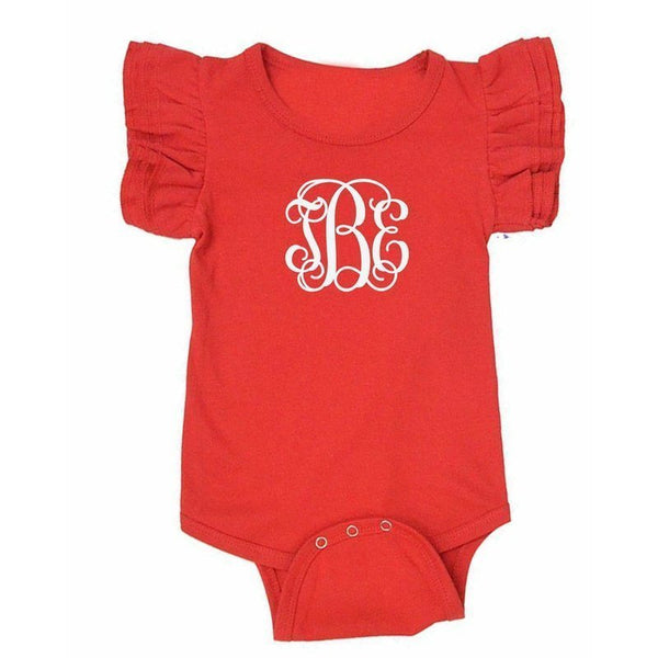 Monogram Flutter Sleeve Bodysuit - Petite & Sassy Designs