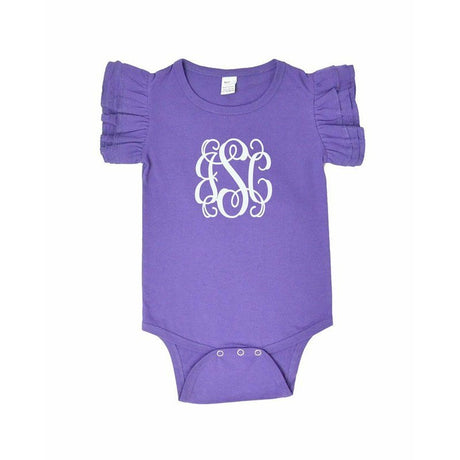 Vine Monogram Flutter Sleeve Bodysuit - Petite & Sassy Designs