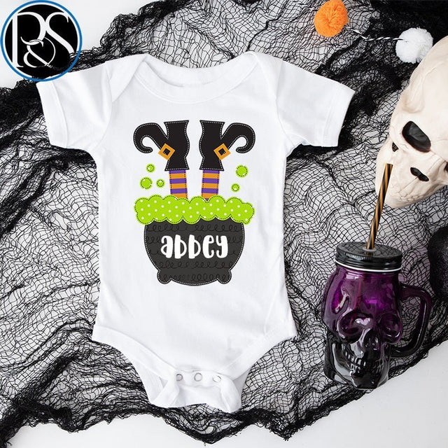 Witch boots and cauldron Onesie Bodysuit - Petite & Sassy Designs